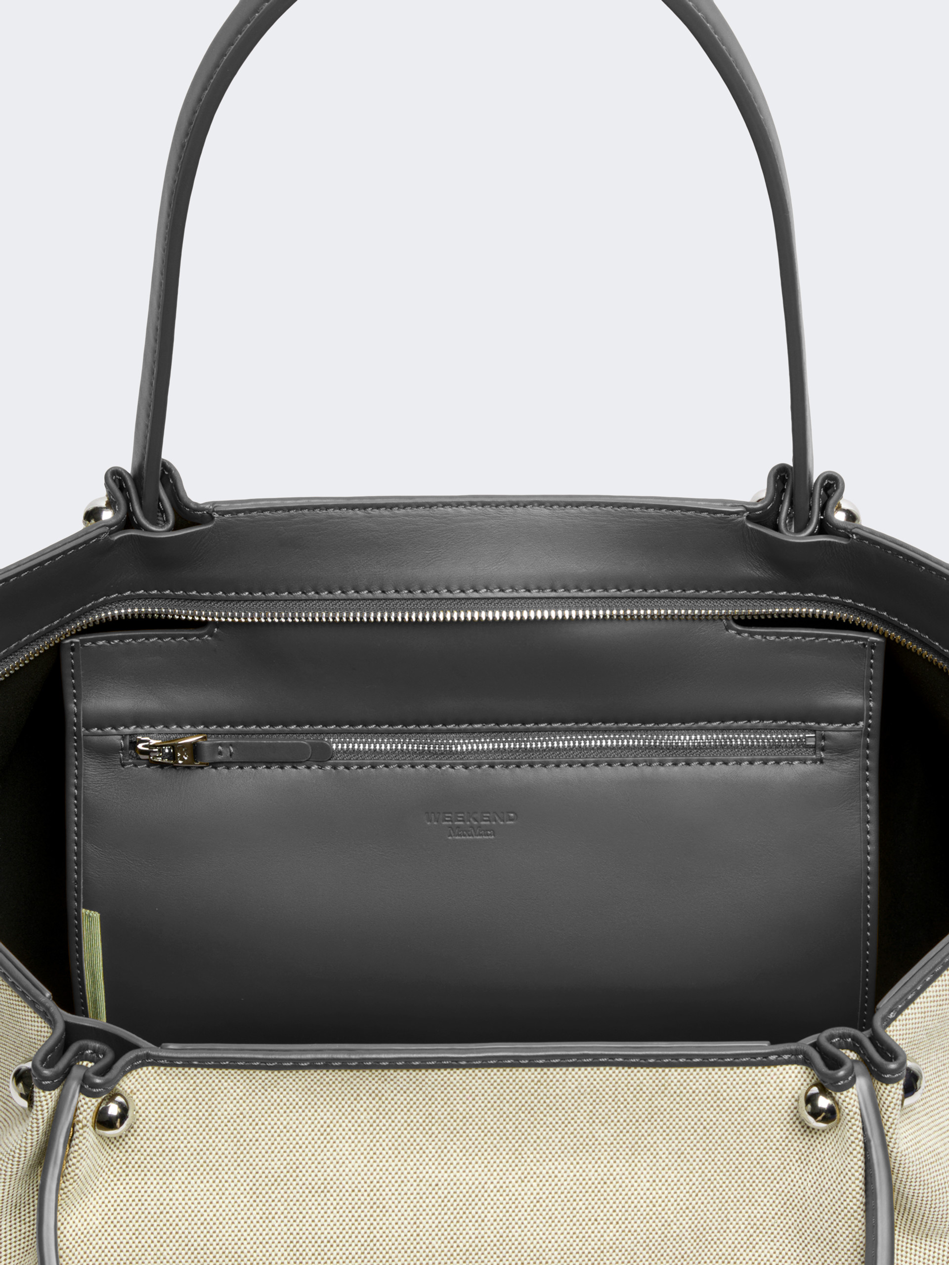 Plain-weave fabric and leather shopping bag - Weekend Max Mara - 5