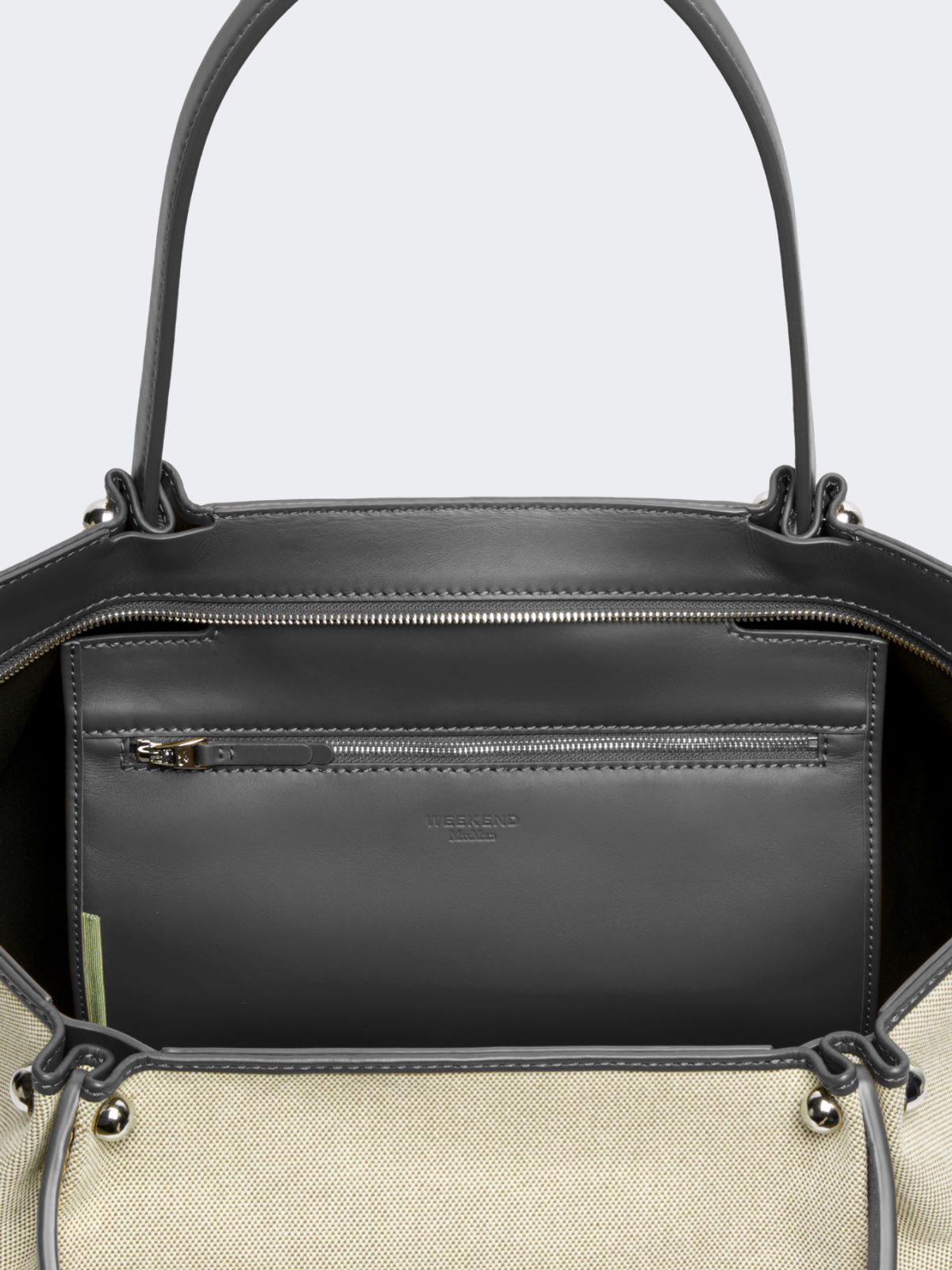 Plain-weave fabric and leather shopping bag - Weekend Max Mara - 5