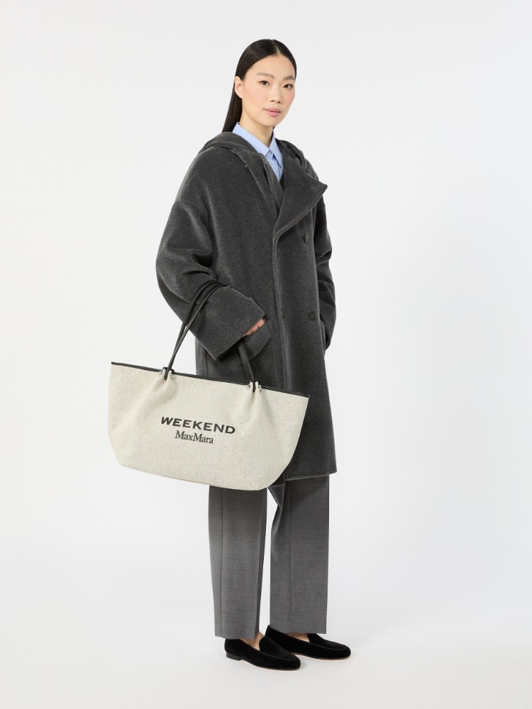 Plain-weave fabric and leather shopping bag - Weekend Max Mara - 2