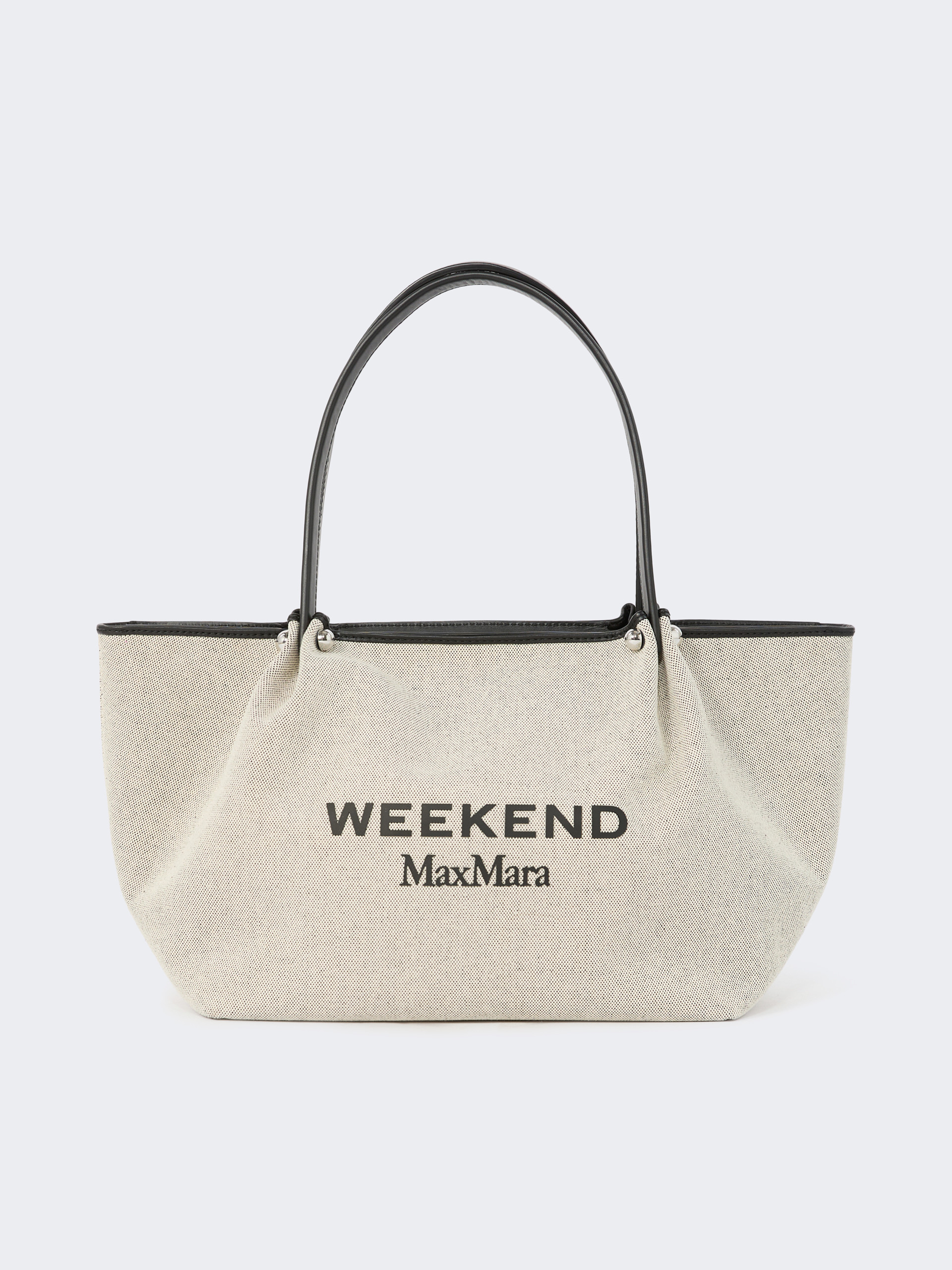Plain-weave fabric and leather shopping bag - Weekend Max Mara