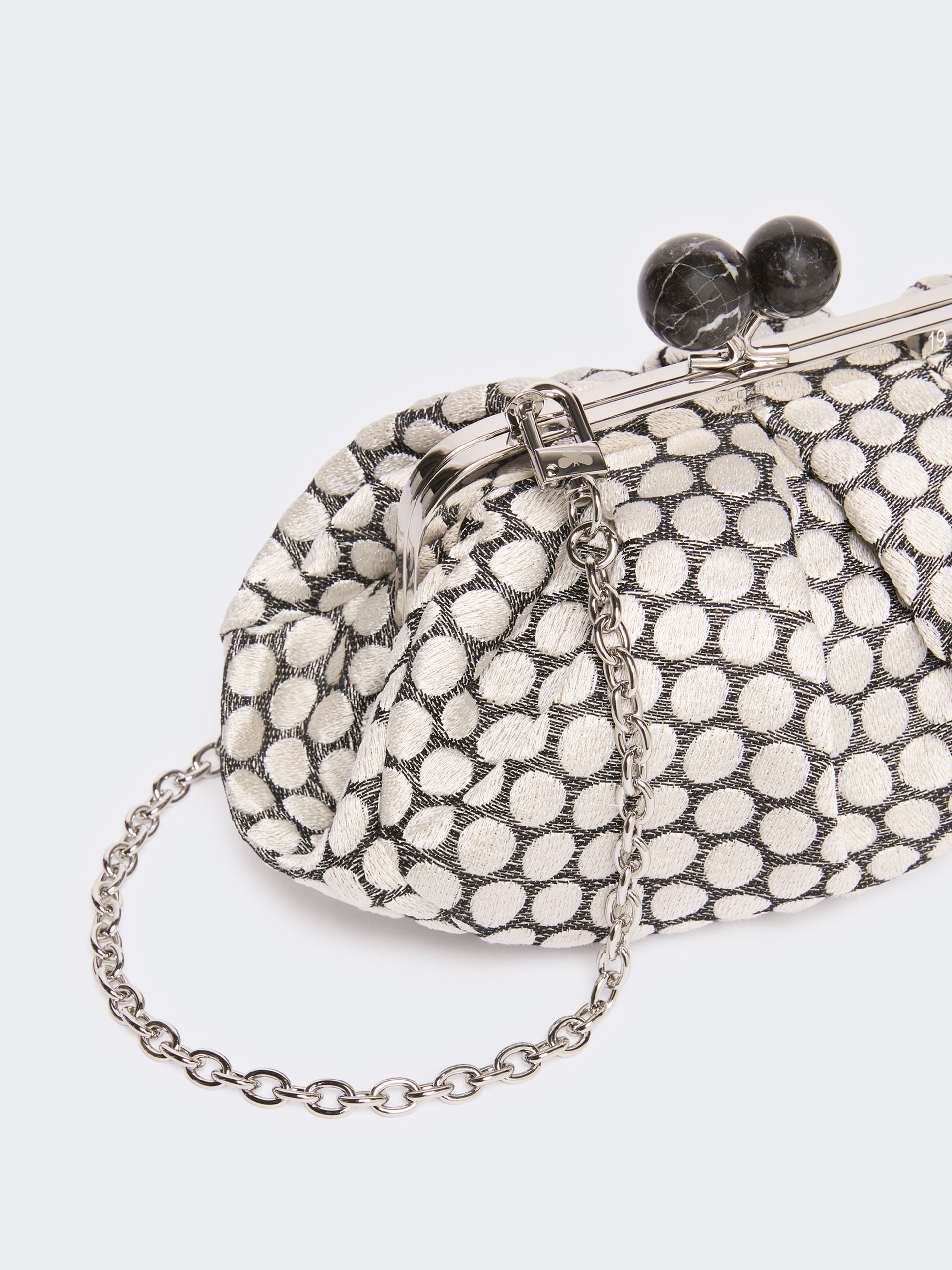 Small Pasticcino Bag in linen, silk and cotton jacquard - BLACK - Weekend Max Mara - 4