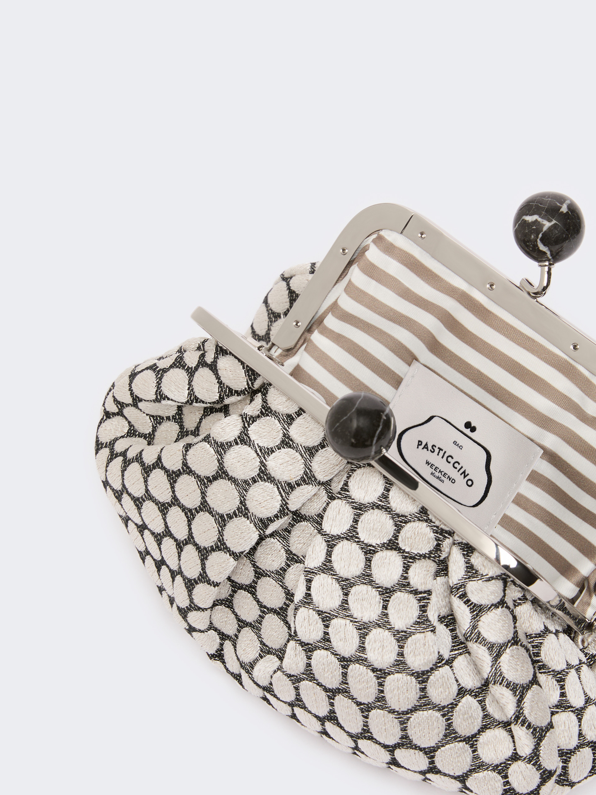 Small Pasticcino Bag in linen, silk and cotton jacquard - BLACK - Weekend Max Mara - 6
