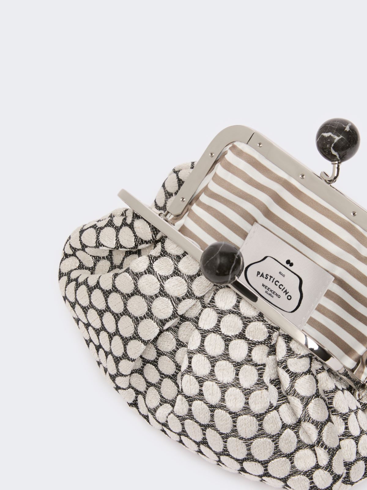 Small Pasticcino Bag in linen, silk and cotton jacquard - BLACK - Weekend Max Mara - 6