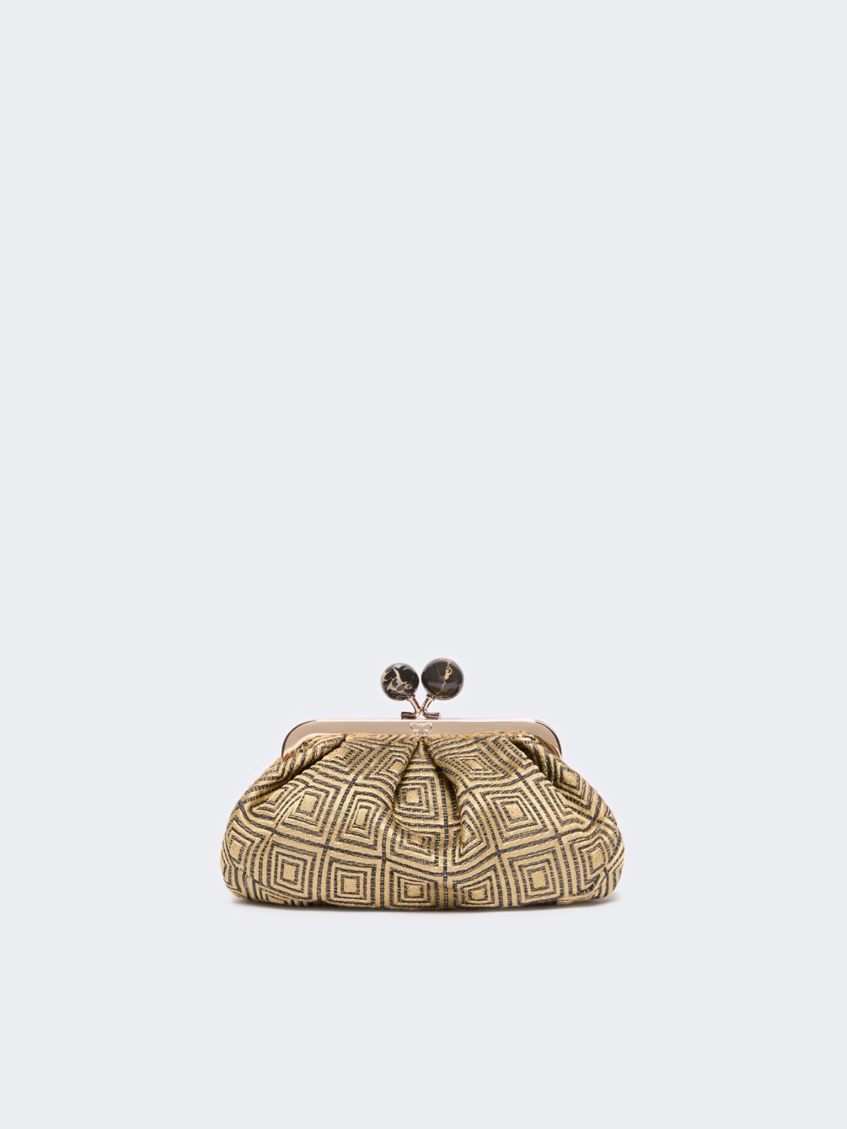 Small Pasticcino Bag in linen, silk and cotton jacquard - YELLOW - Weekend Max Mara - 3