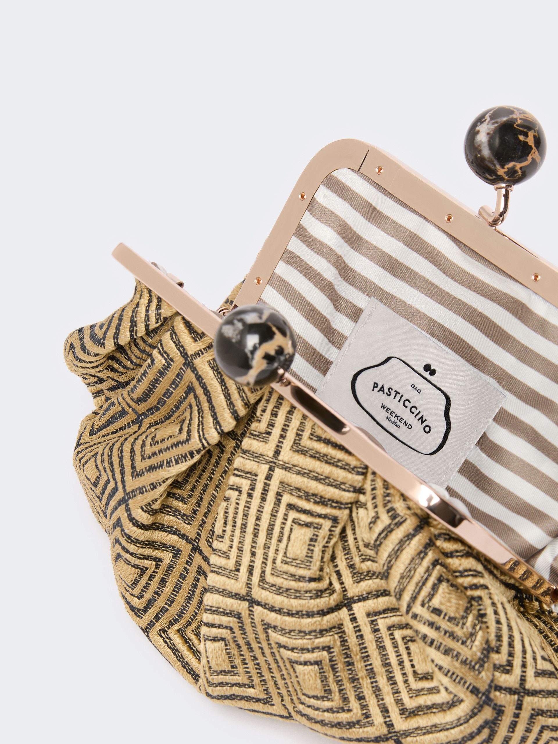 Small Pasticcino Bag in linen, silk and cotton jacquard - YELLOW - Weekend Max Mara - 6