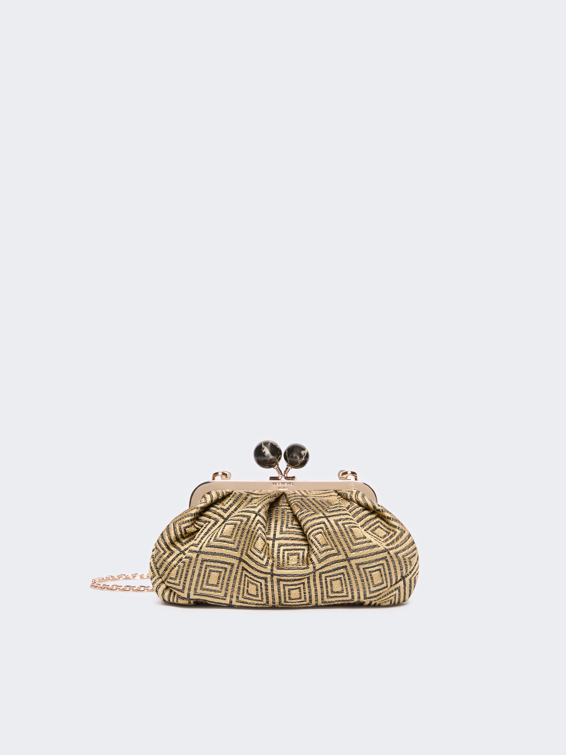 Small Pasticcino Bag in linen, silk and cotton jacquard - YELLOW - Weekend Max Mara
