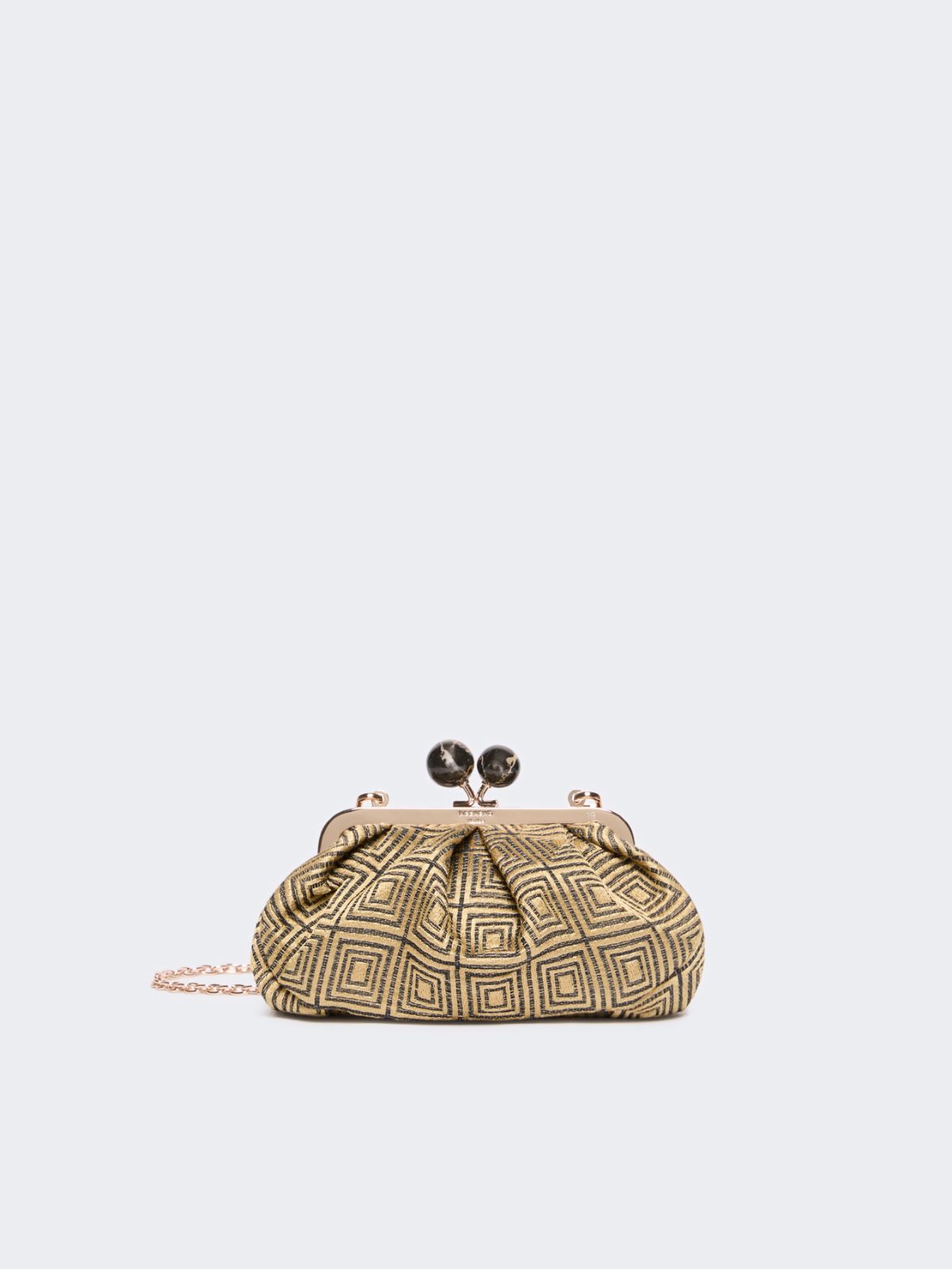 Small Pasticcino Bag in linen, silk and cotton jacquard - YELLOW - Weekend Max Mara