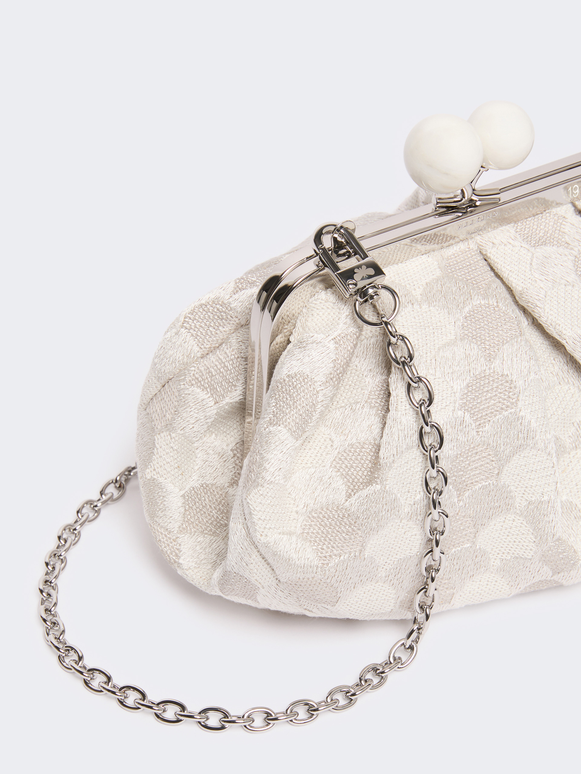 Small Pasticcino Bag in linen, silk and cotton jacquard - WHITE - Weekend Max Mara - 4