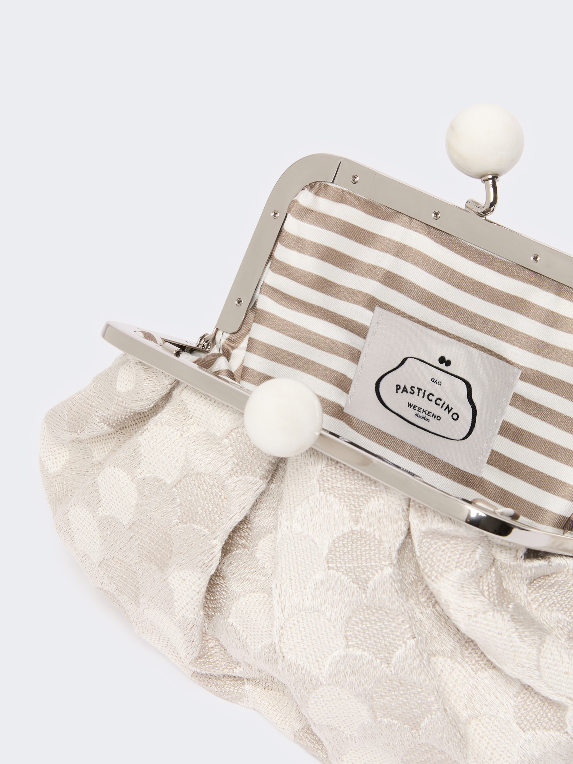 Small Pasticcino Bag in linen, silk and cotton jacquard - WHITE - Weekend Max Mara - 6