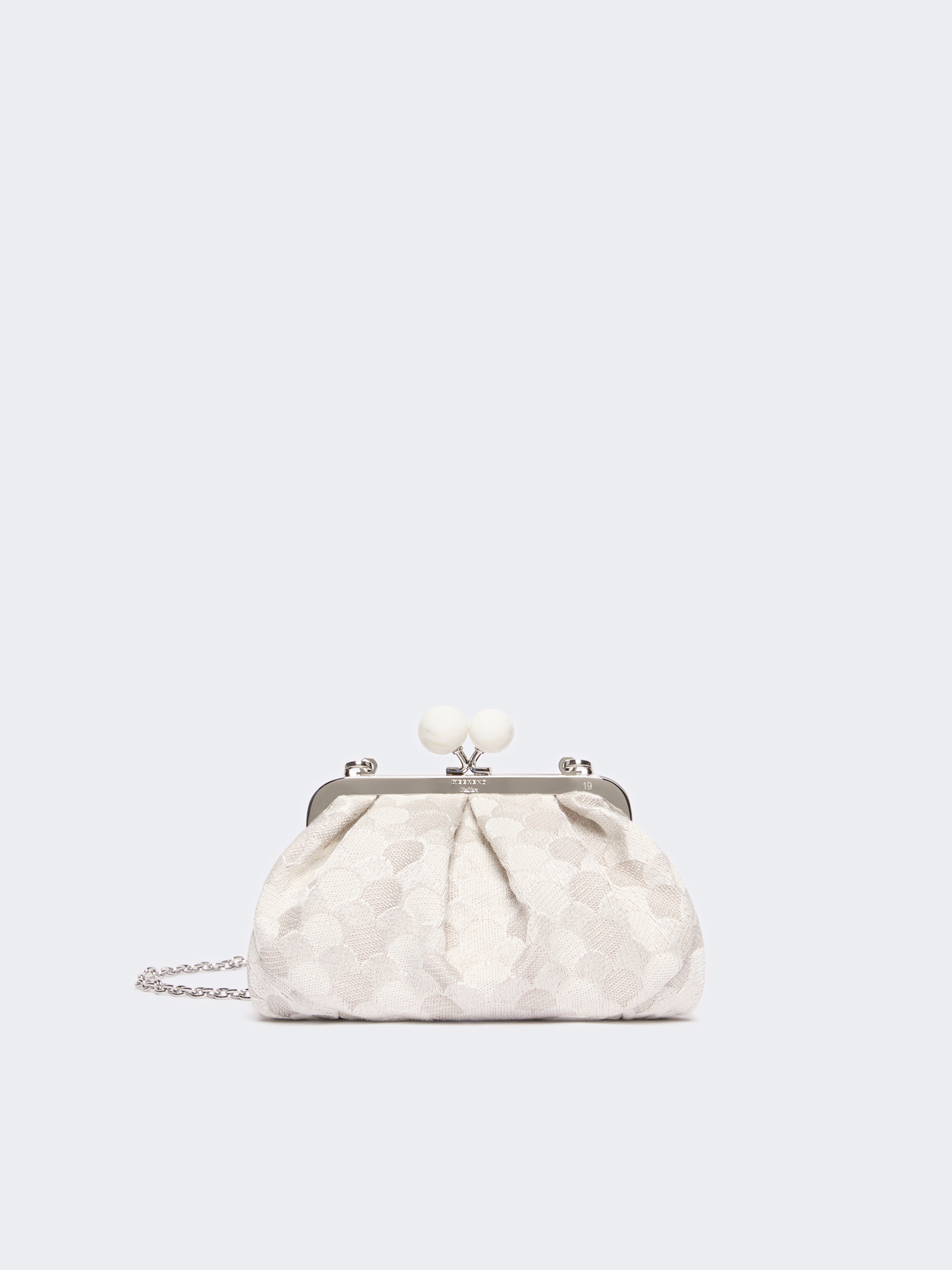 Small Pasticcino Bag in linen, silk and cotton jacquard - WHITE - Weekend Max Mara