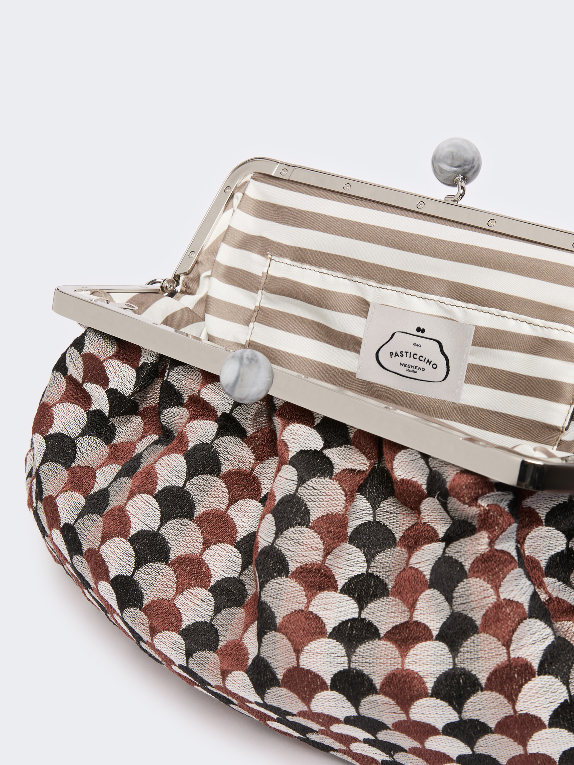 Large Pasticcino Bag in linen, silk and cotton jacquard - COFFEE - Weekend Max Mara - 6