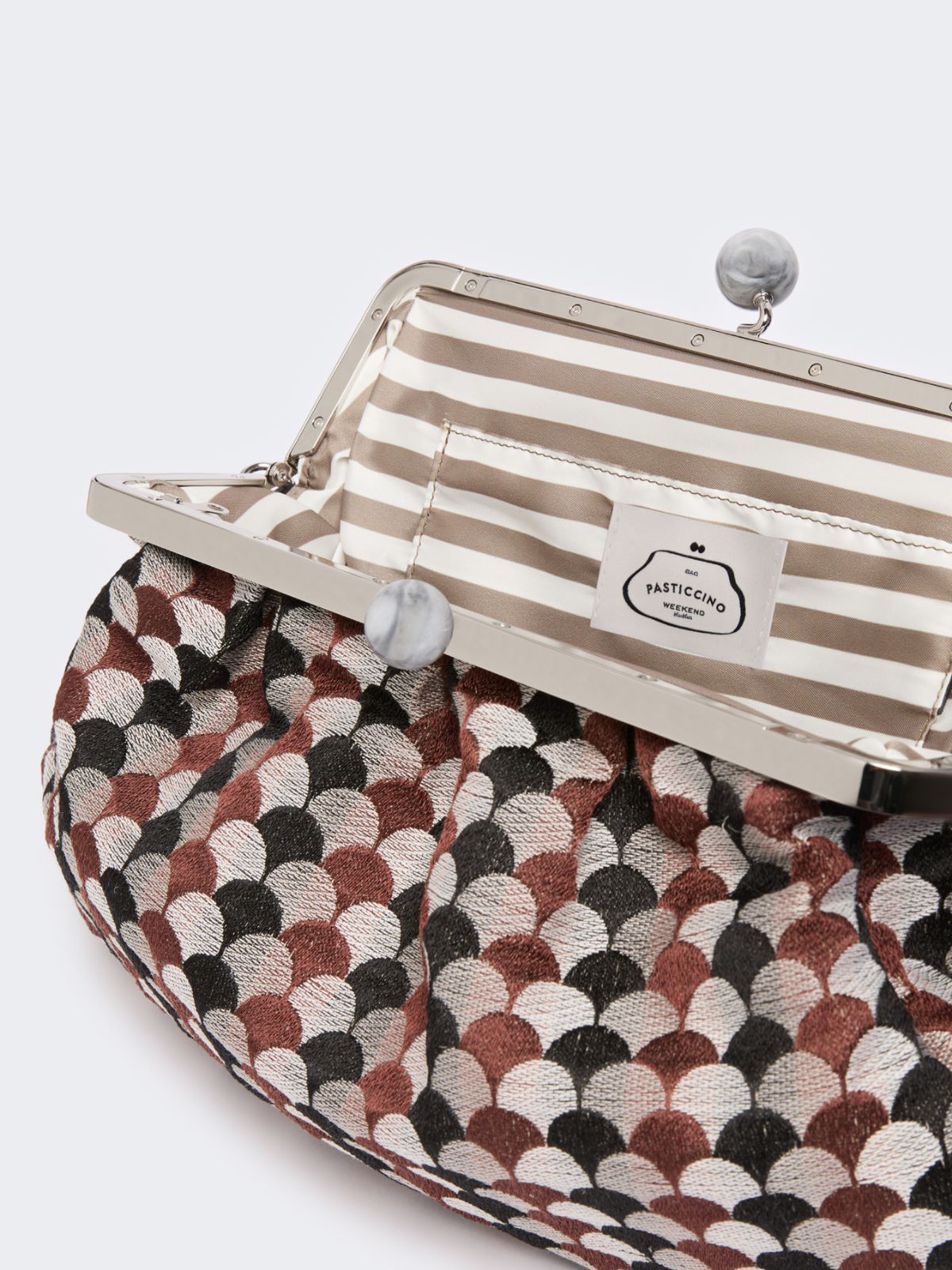 Large Pasticcino Bag in linen, silk and cotton jacquard - COFFEE - Weekend Max Mara - 6