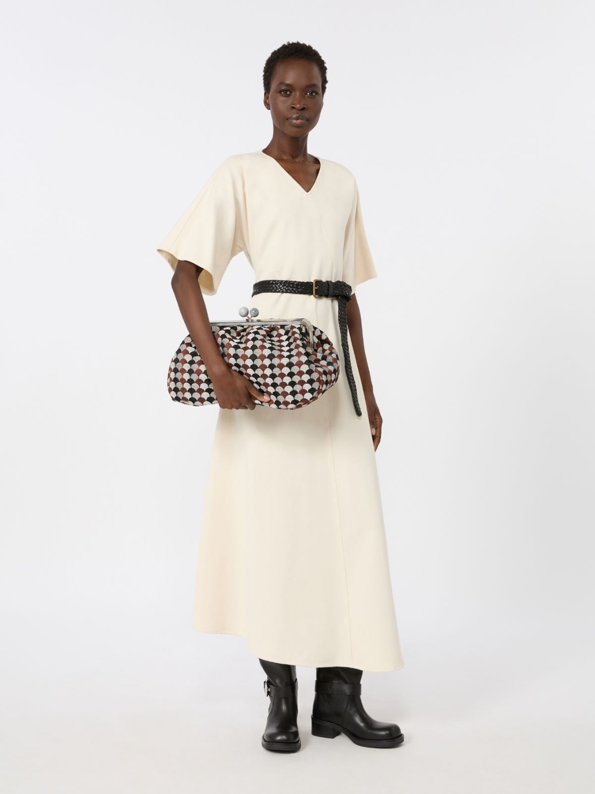 Large Pasticcino Bag in linen, silk and cotton jacquard - COFFEE - Weekend Max Mara - 7