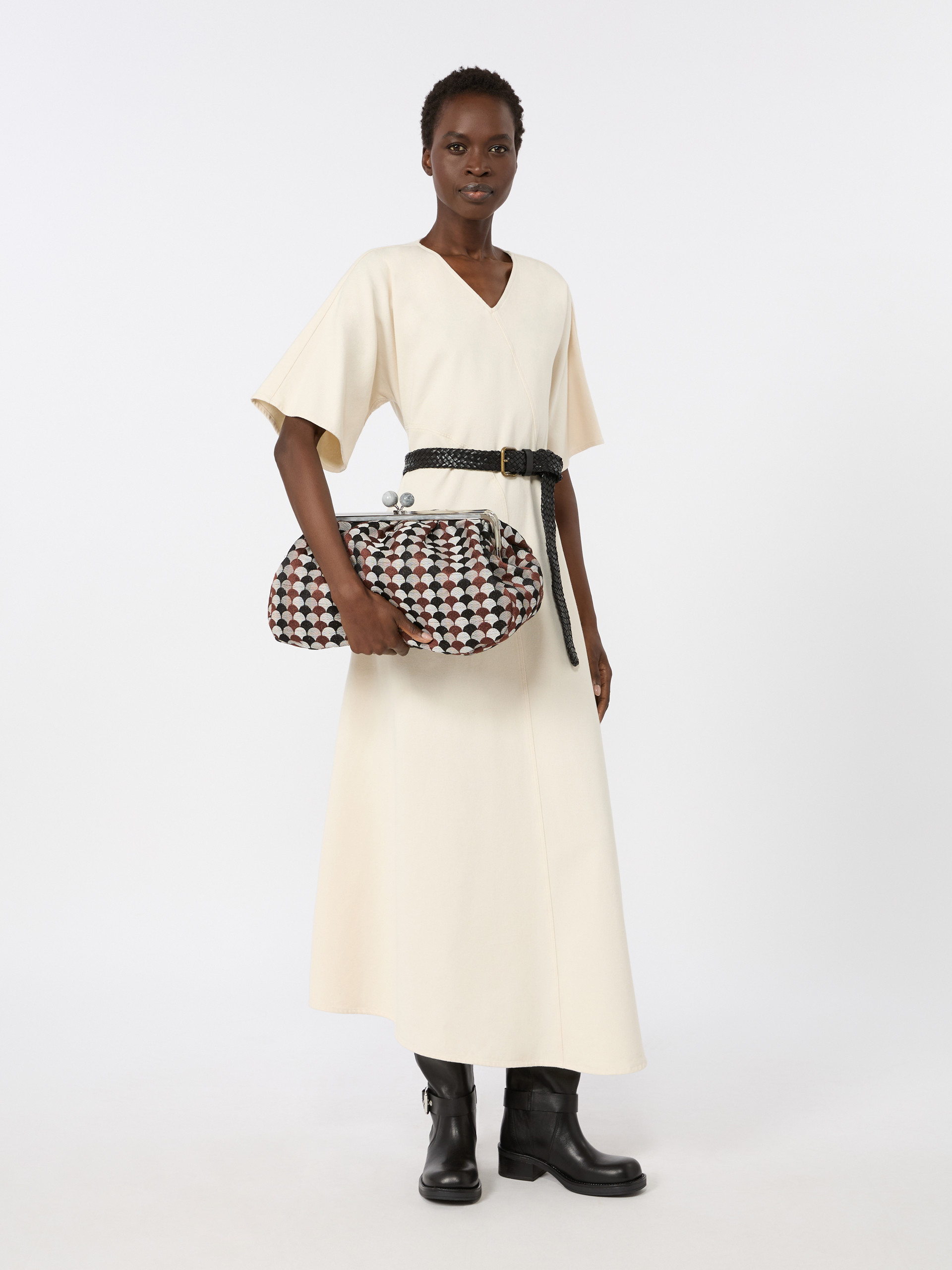 Large Pasticcino Bag in linen, silk and cotton jacquard - COFFEE - Weekend Max Mara - 8