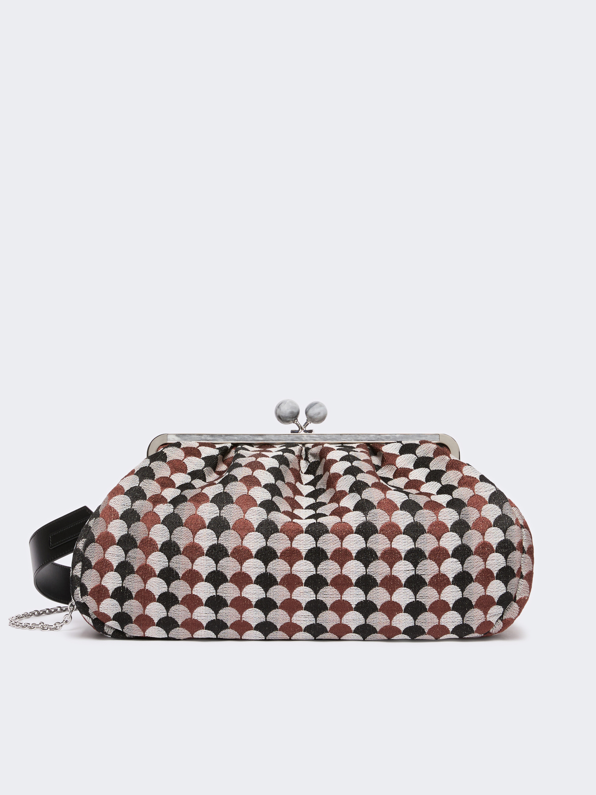 Large Pasticcino Bag in linen, silk and cotton jacquard - COFFEE - Weekend Max Mara