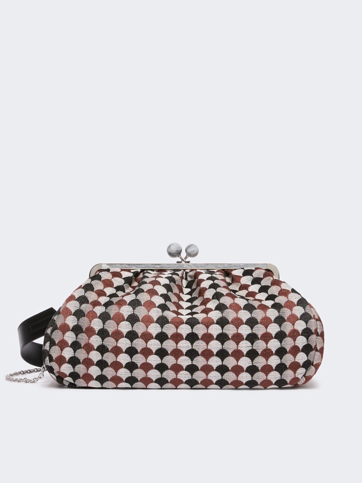 Large Pasticcino Bag in linen, silk and cotton jacquard - COFFEE - Weekend Max Mara