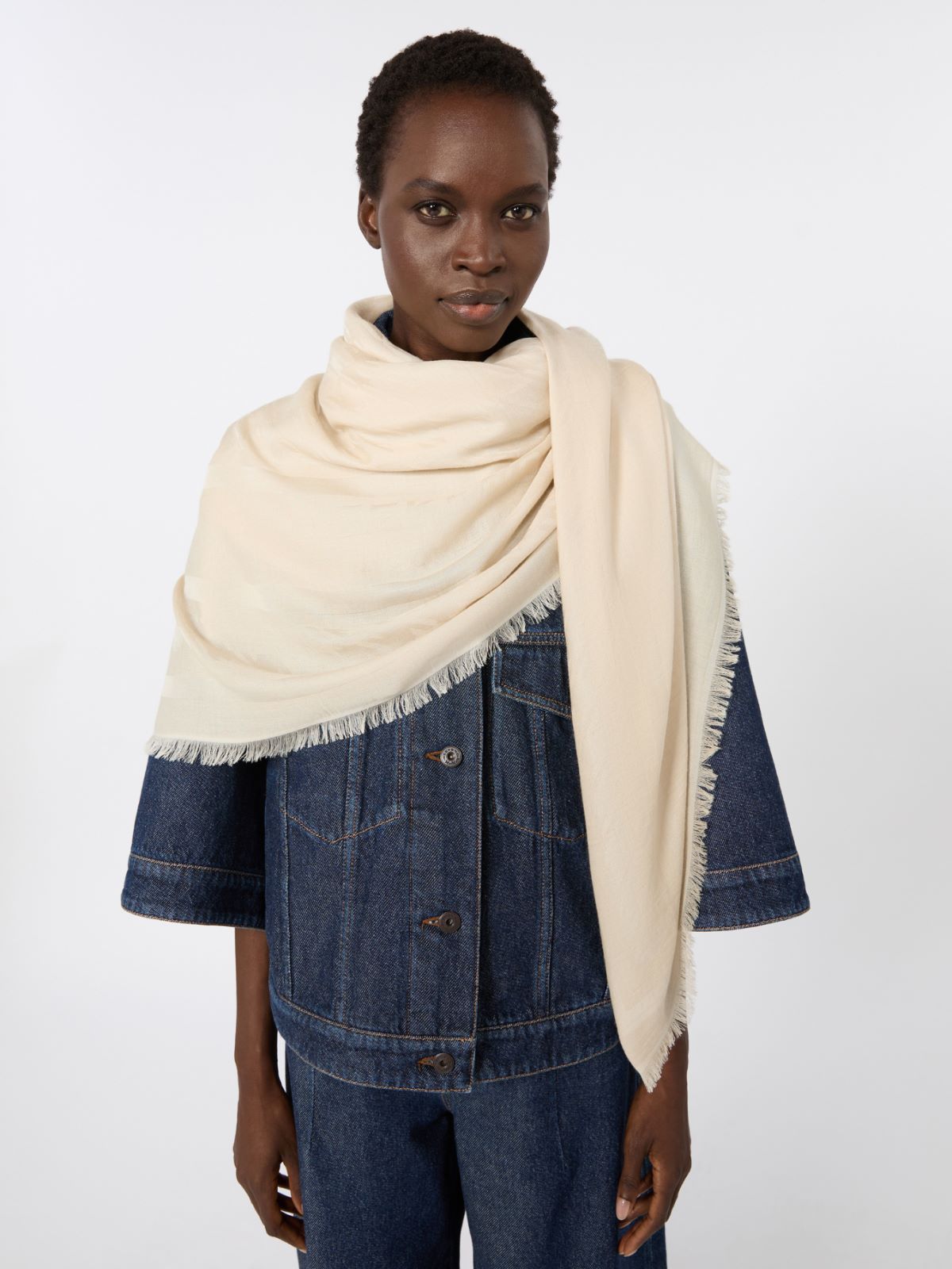 Jacquard shawl in modal, viscose and wool - BEIGE - Weekend Max Mara - 4
