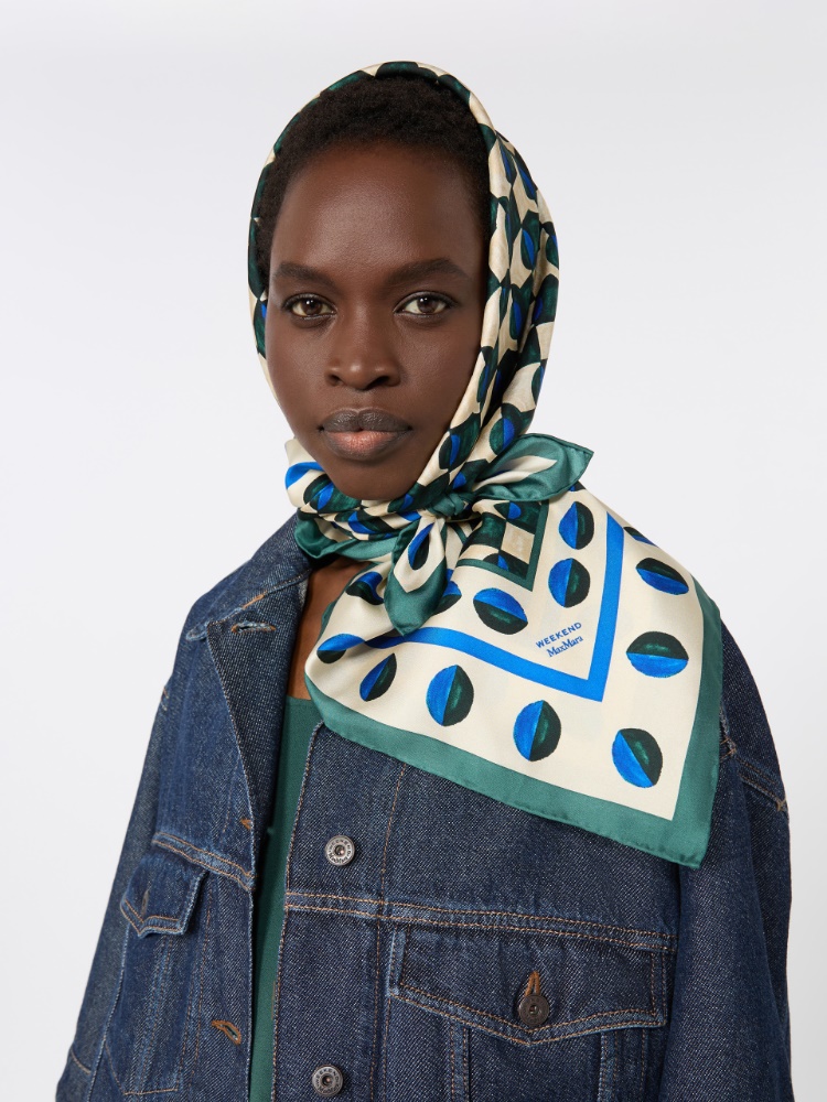 Printed silk foulard - DARK GREEN - Weekend Max Mara - 2