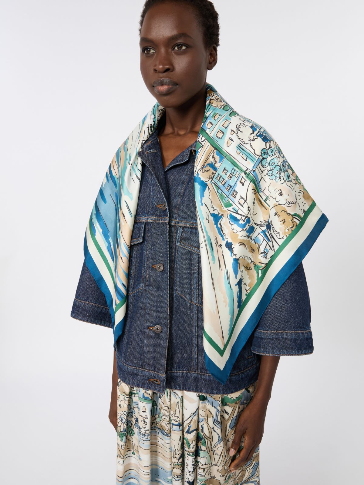 Printed silk foulard - CHINA BLUE - Weekend Max Mara - 5