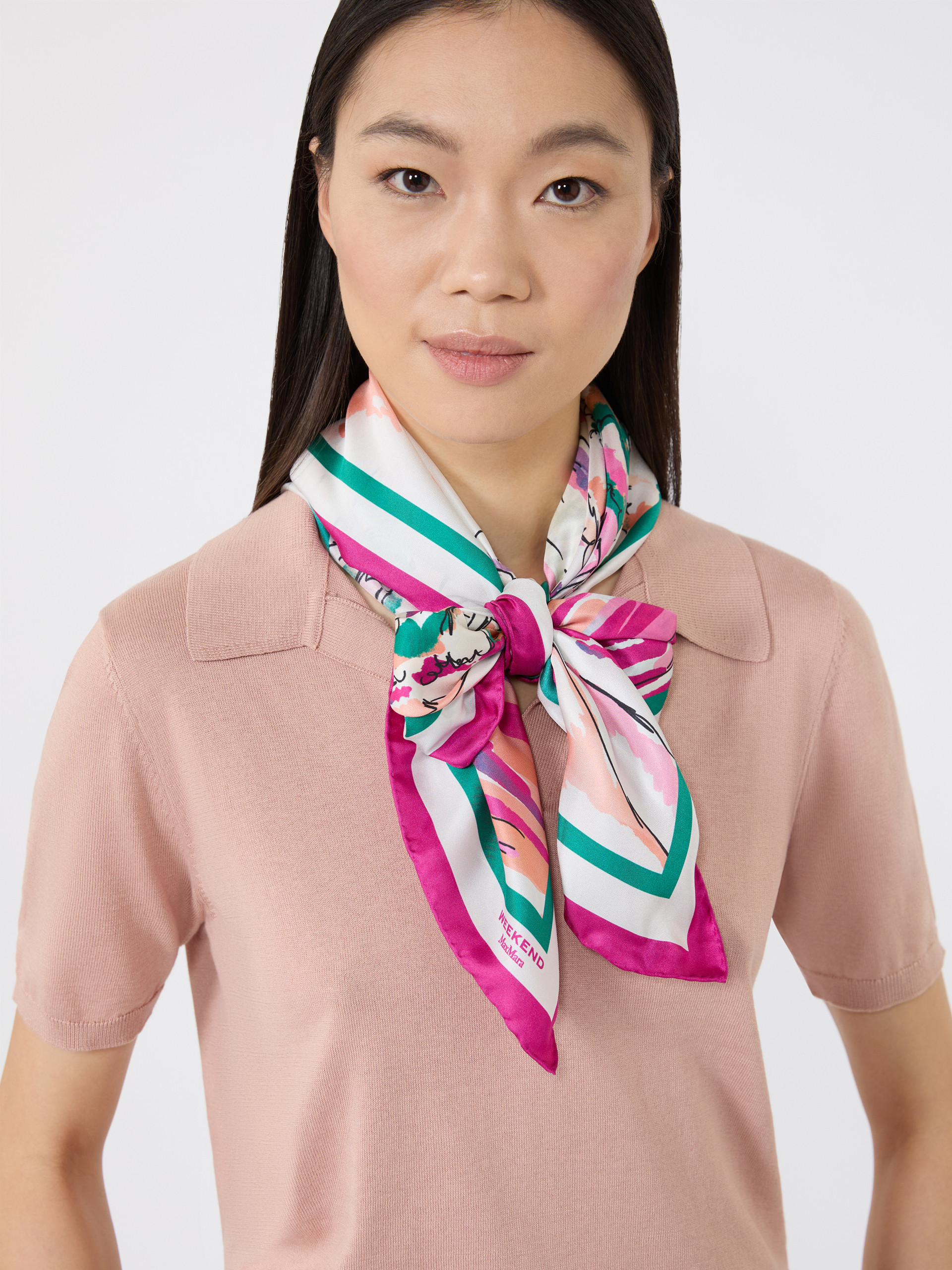 Printed silk foulard - PINK - Weekend Max Mara - 5