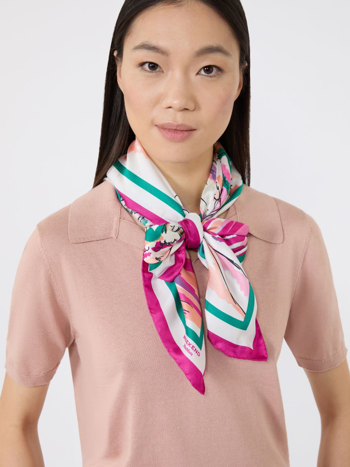 Printed silk foulard - PINK - Weekend Max Mara - 5