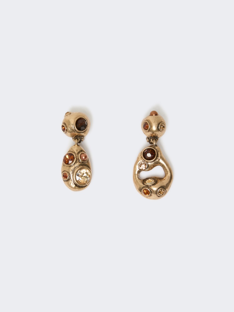 Bead and rhinestone pendant earrings - GOLD - Weekend Max Mara