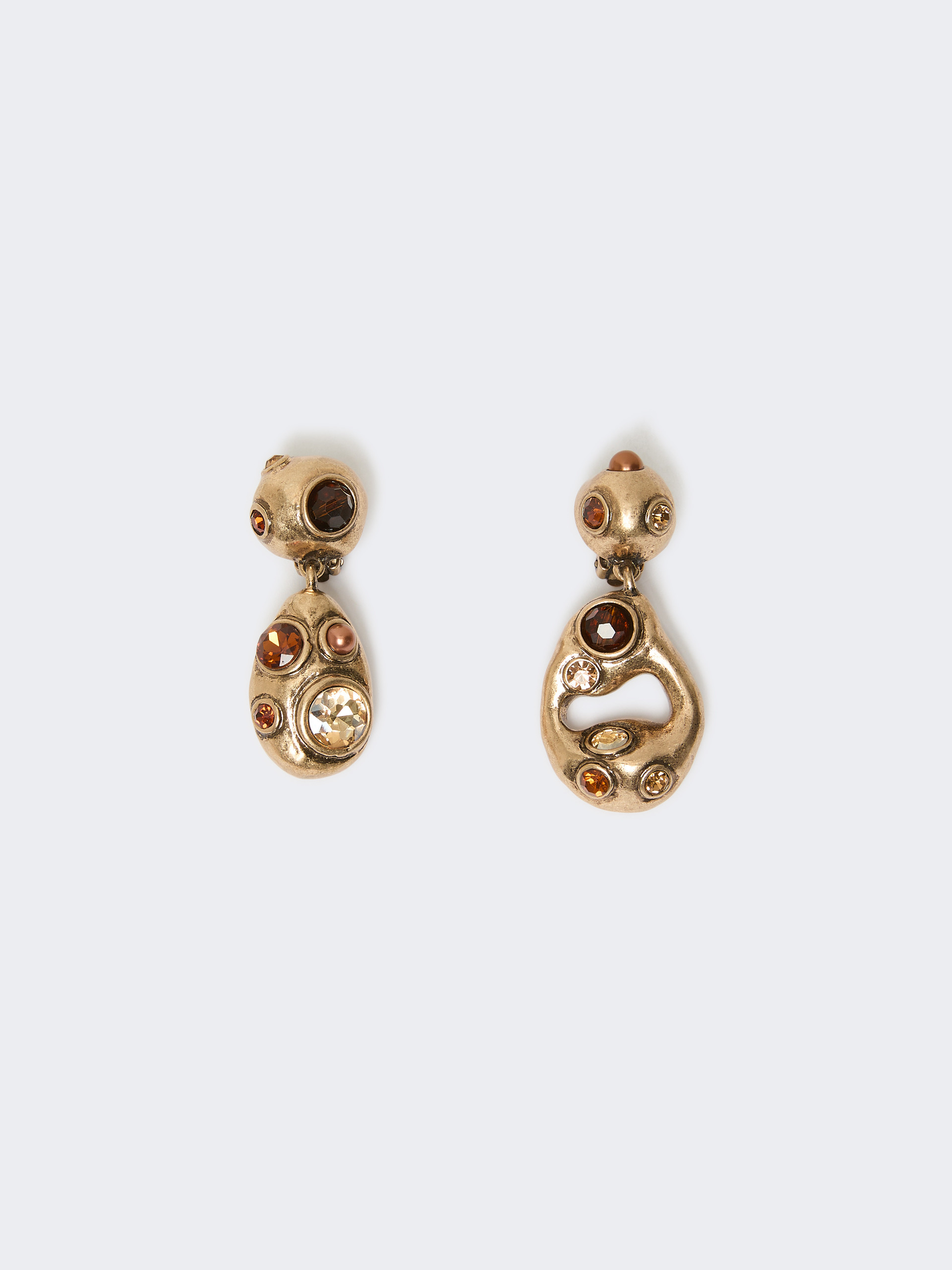 Bead and rhinestone pendant earrings - GOLD - Weekend Max Mara