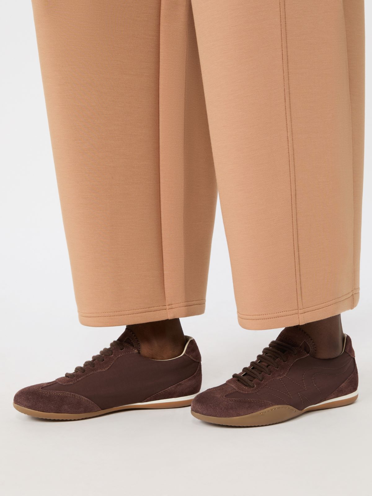 Technical fabric and split-leather flat trainers - BROWN - Weekend Max Mara - 7