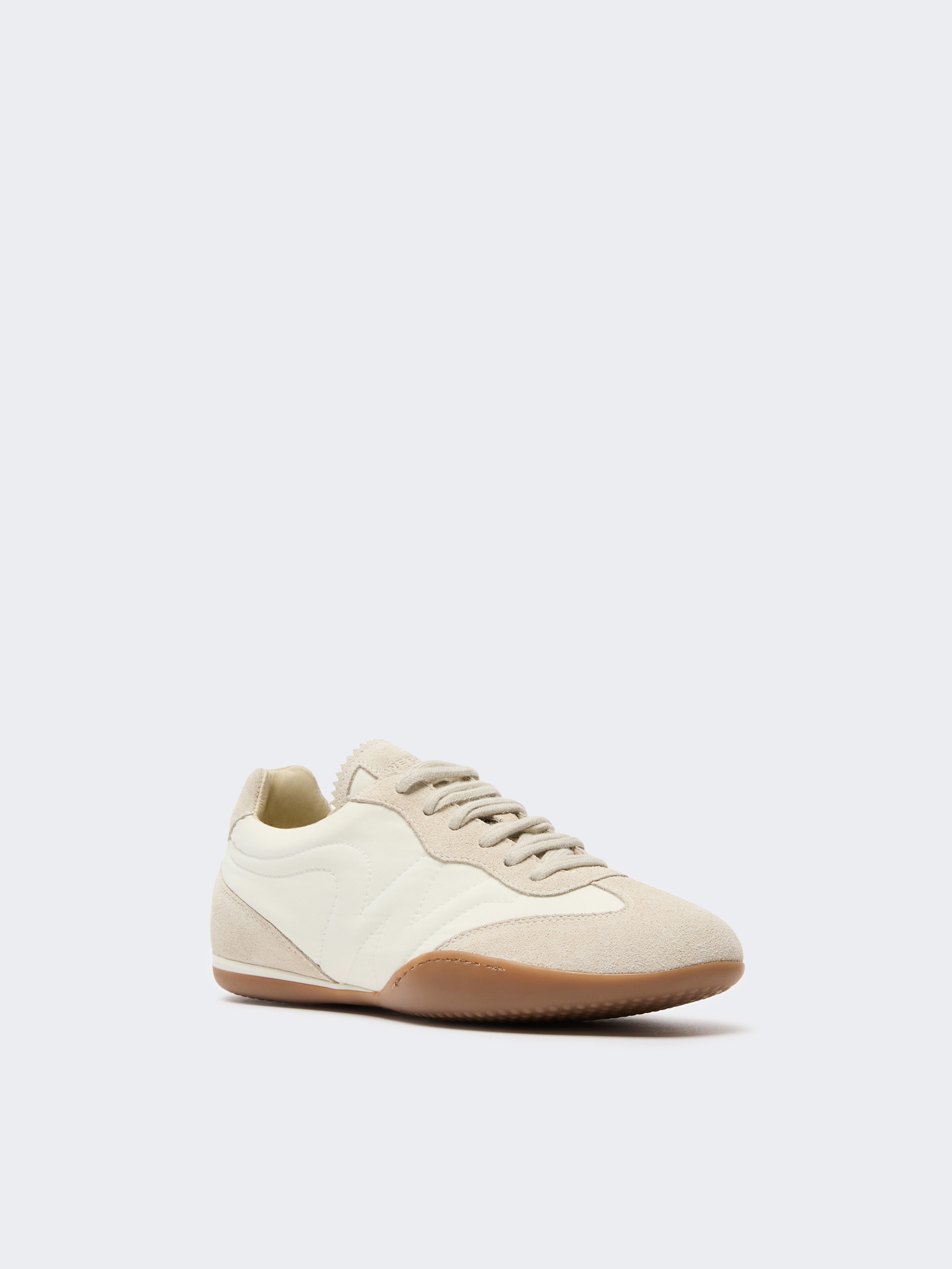 Technical fabric and split-leather flat trainers - WHITE - Weekend Max Mara - 2