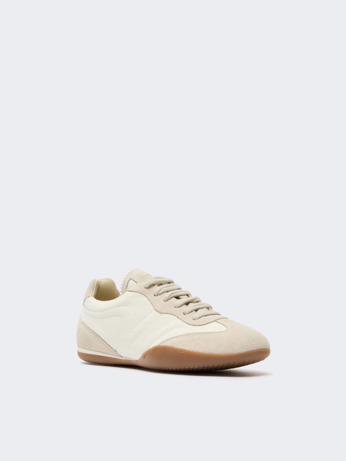 Technical fabric and split-leather flat trainers - WHITE - Weekend Max Mara - 2