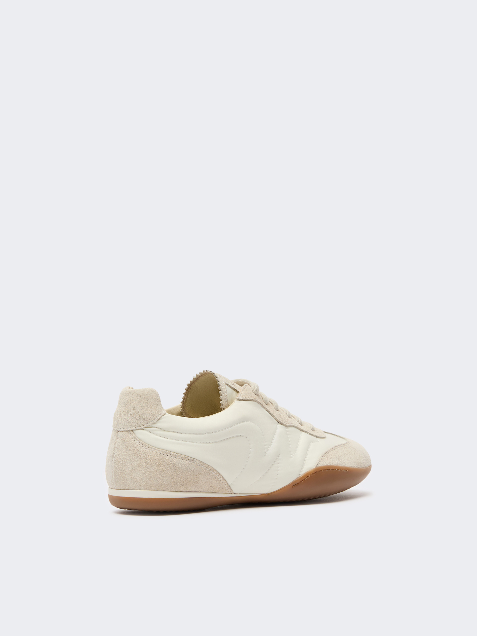 Technical fabric and split-leather flat trainers - WHITE - Weekend Max Mara - 3