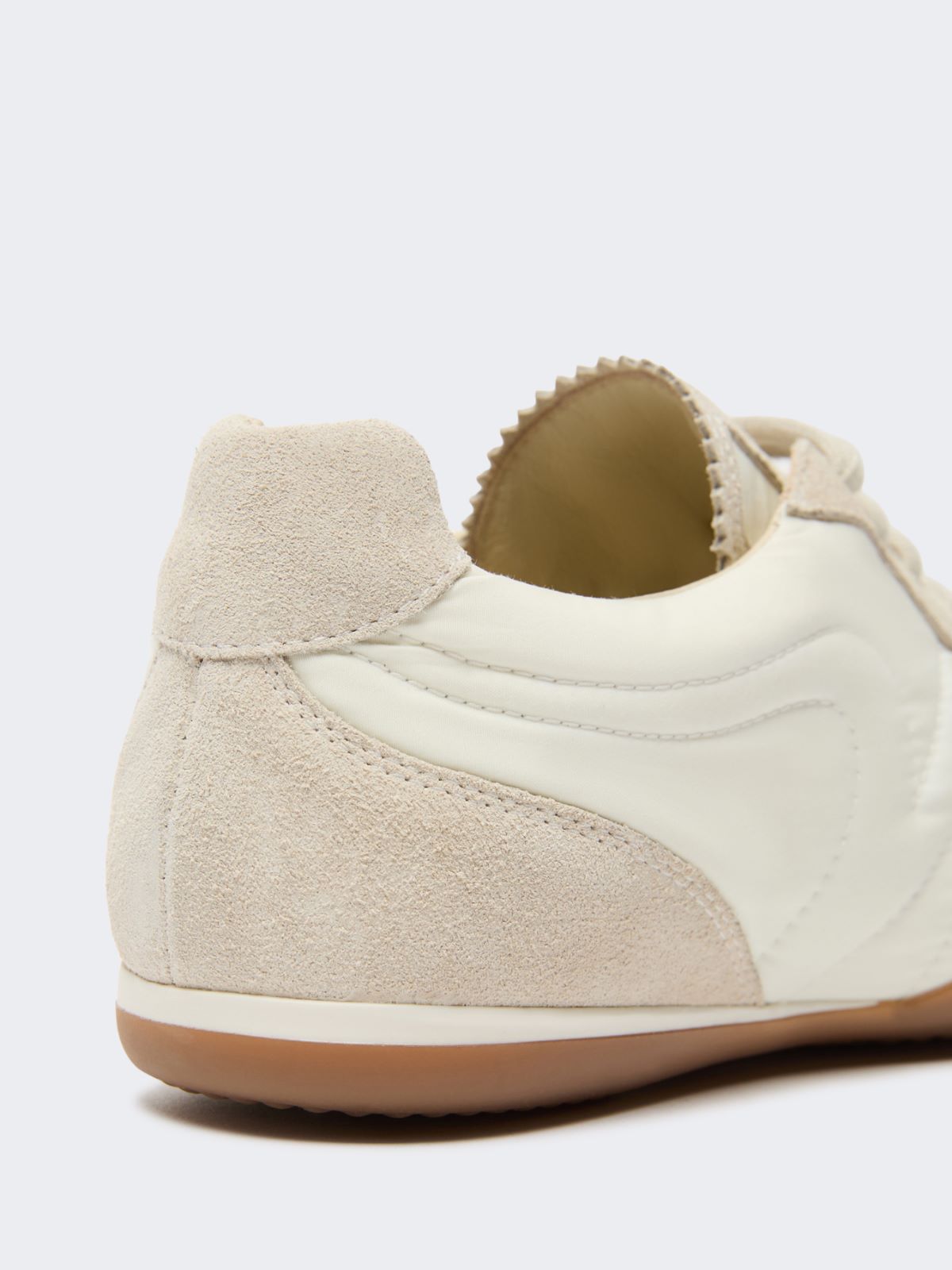 Technical fabric and split-leather flat trainers - WHITE - Weekend Max Mara - 5