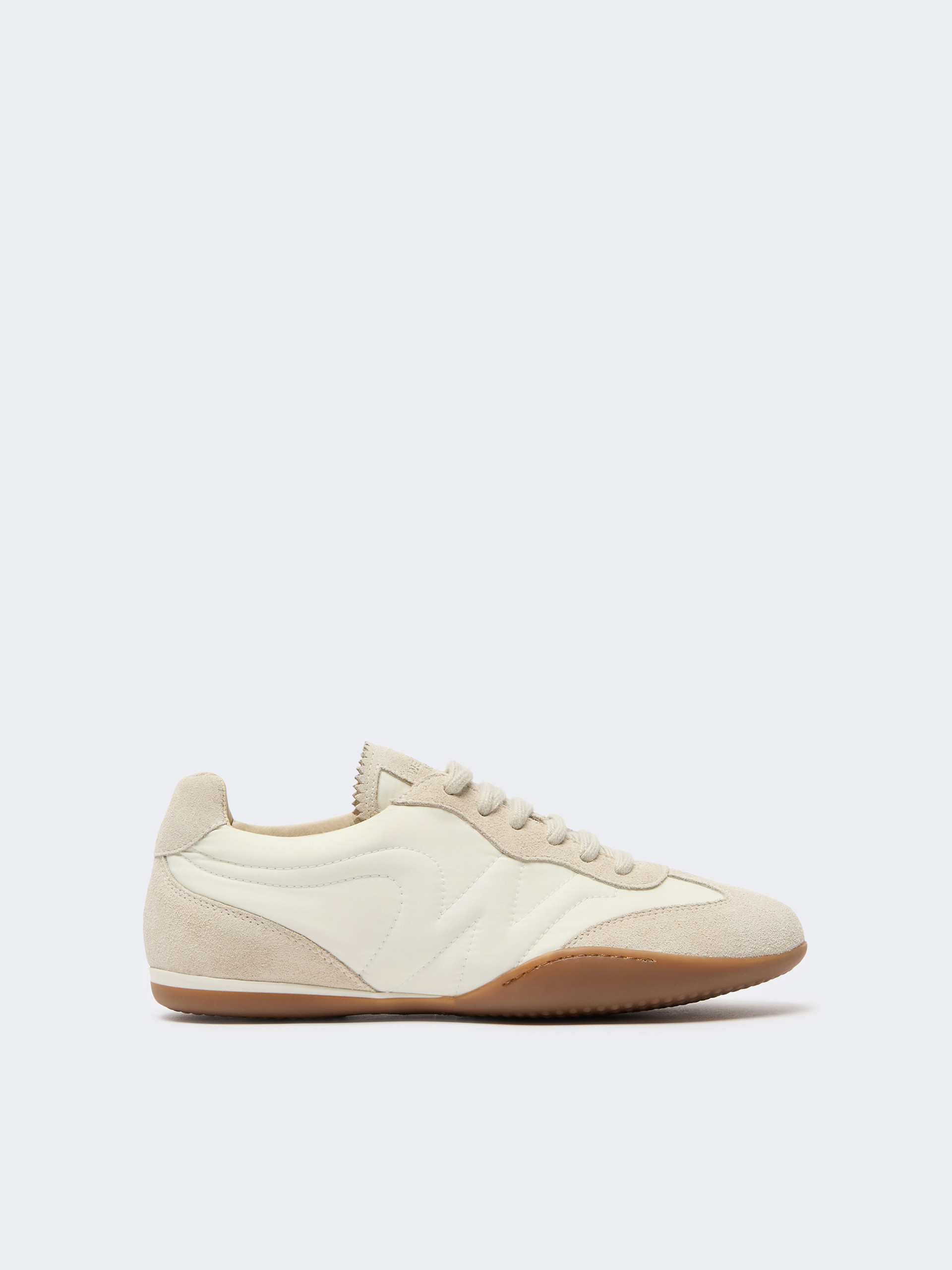 Technical fabric and split-leather flat trainers - WHITE - Weekend Max Mara