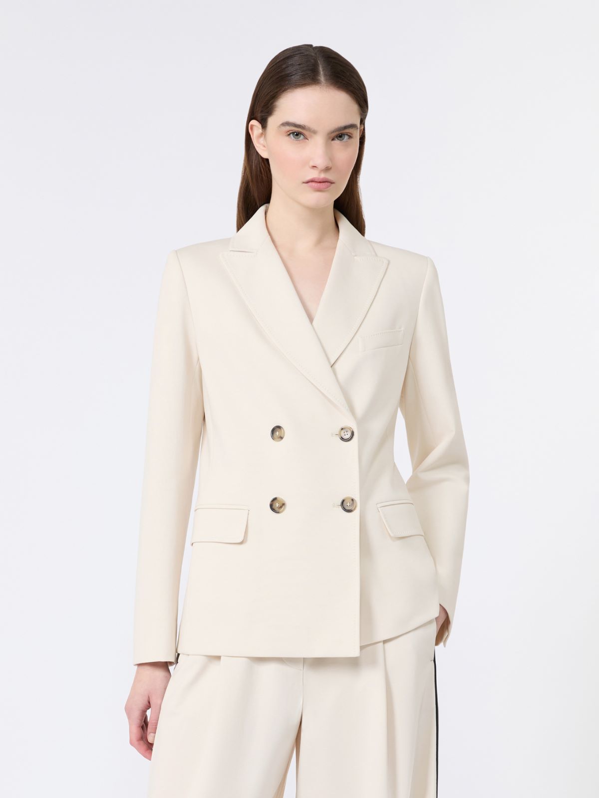 Milano-knit double-breasted jersey blazer - IVORY - Weekend Max Mara - 2