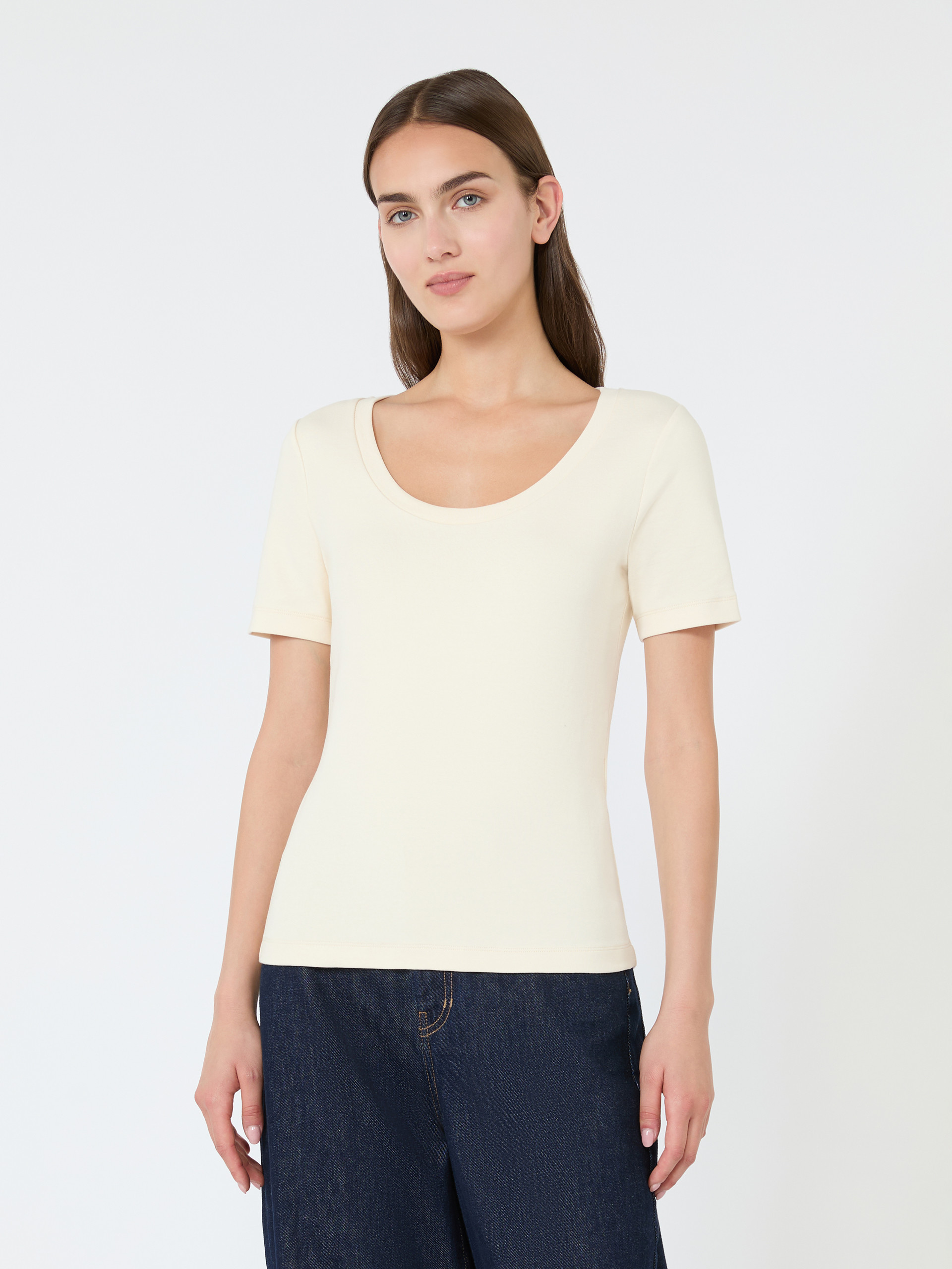 Fine rib-knit jersey T-shirt - IVORY - Weekend Max Mara - 2