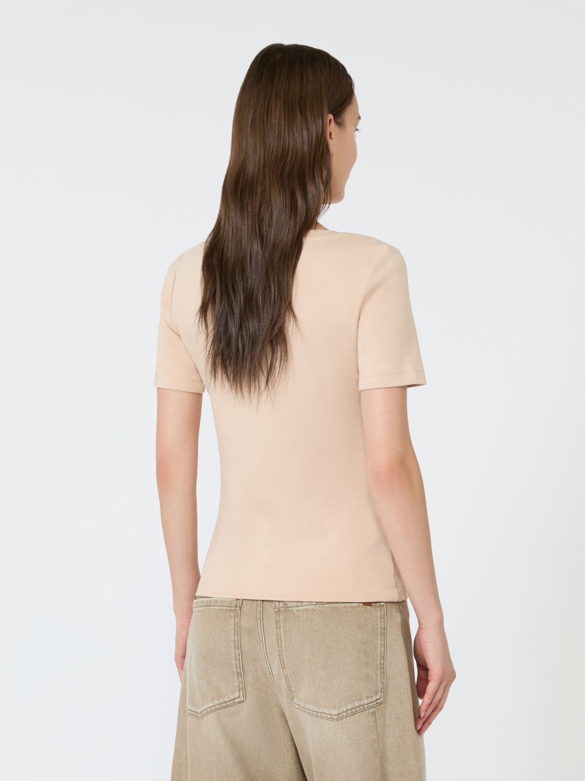 Fine rib-knit jersey T-shirt - PINK - Weekend Max Mara - 3