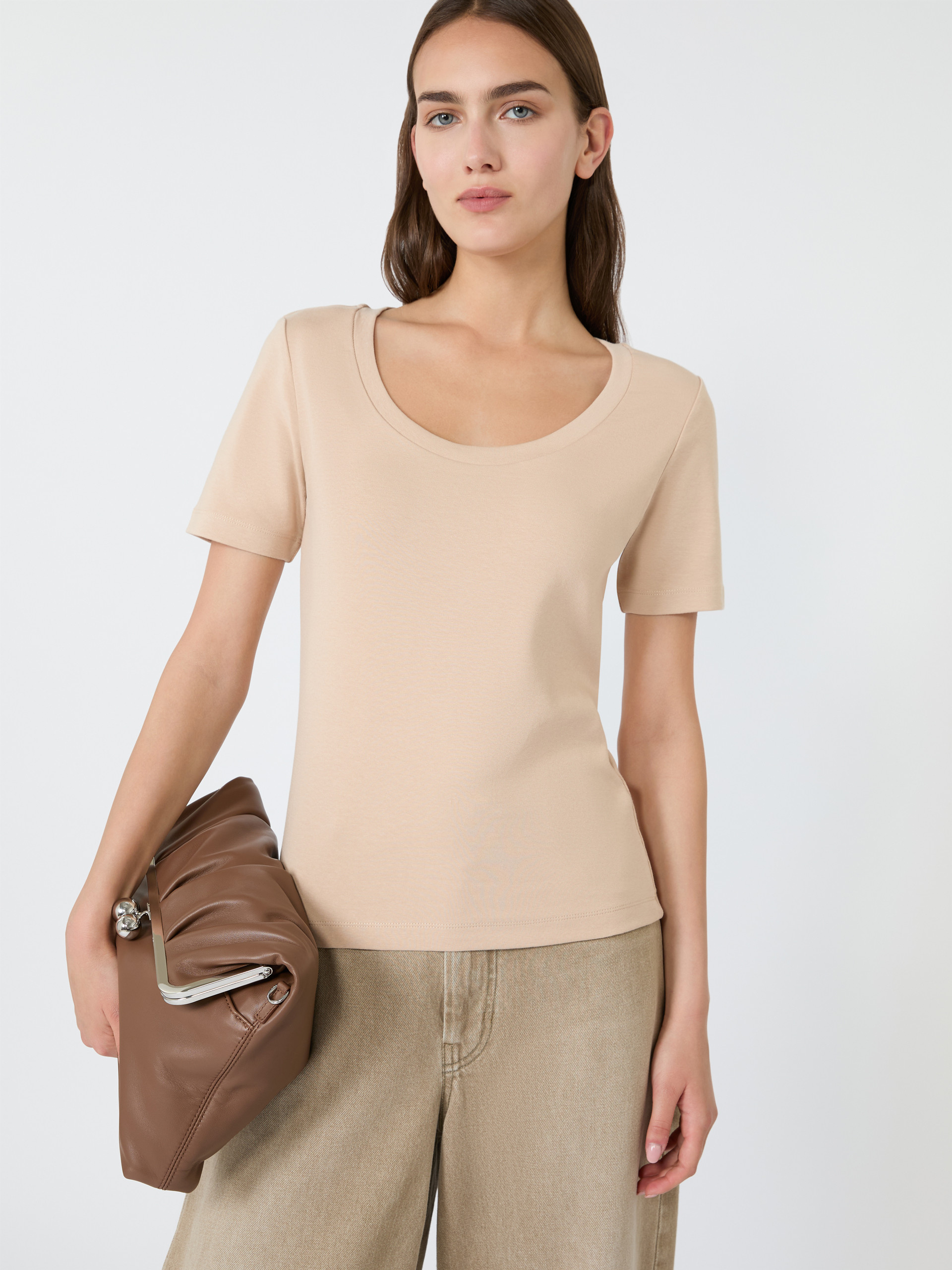Fine rib-knit jersey T-shirt - PINK - Weekend Max Mara - 4
