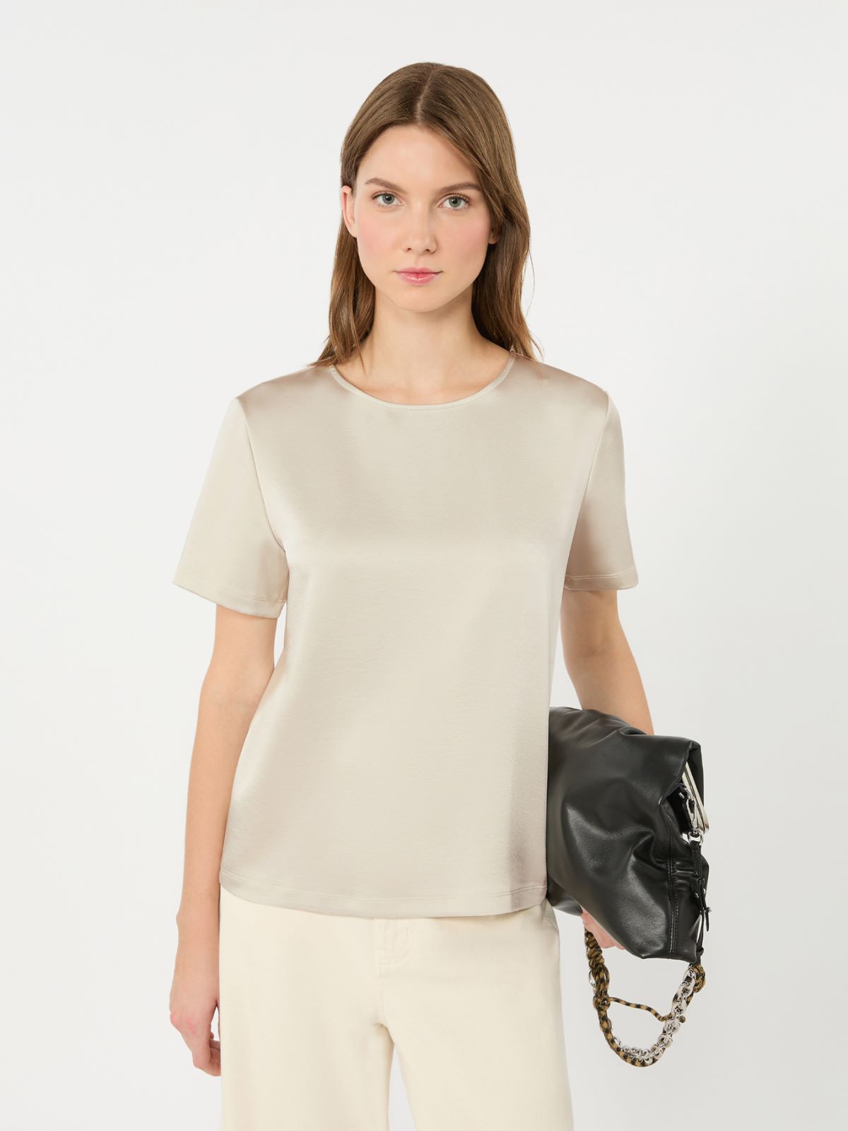 Satin crew-neck T-shirt - IVORY - Weekend Max Mara - 4