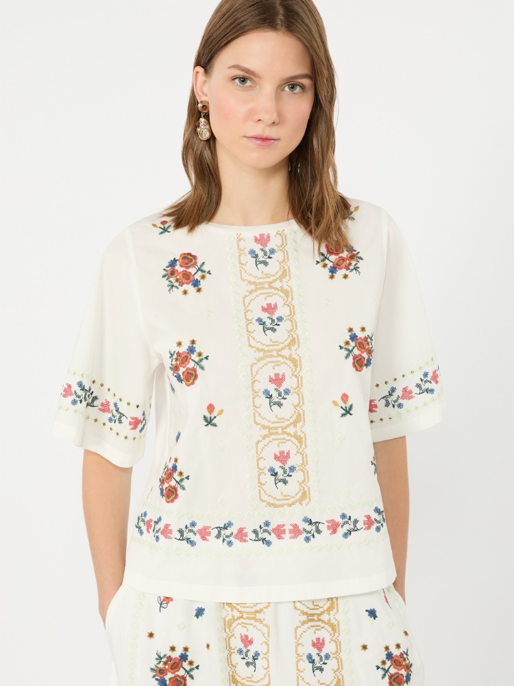 T-shirt con ricami - BIANCO - Weekend Max Mara