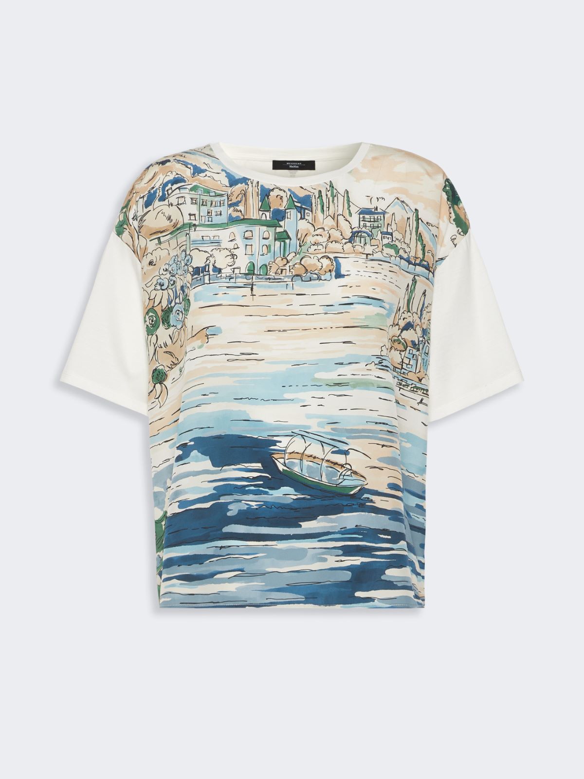 Jersey and printed silk T-shirt - LIGHT BLUE - Weekend Max Mara - 5