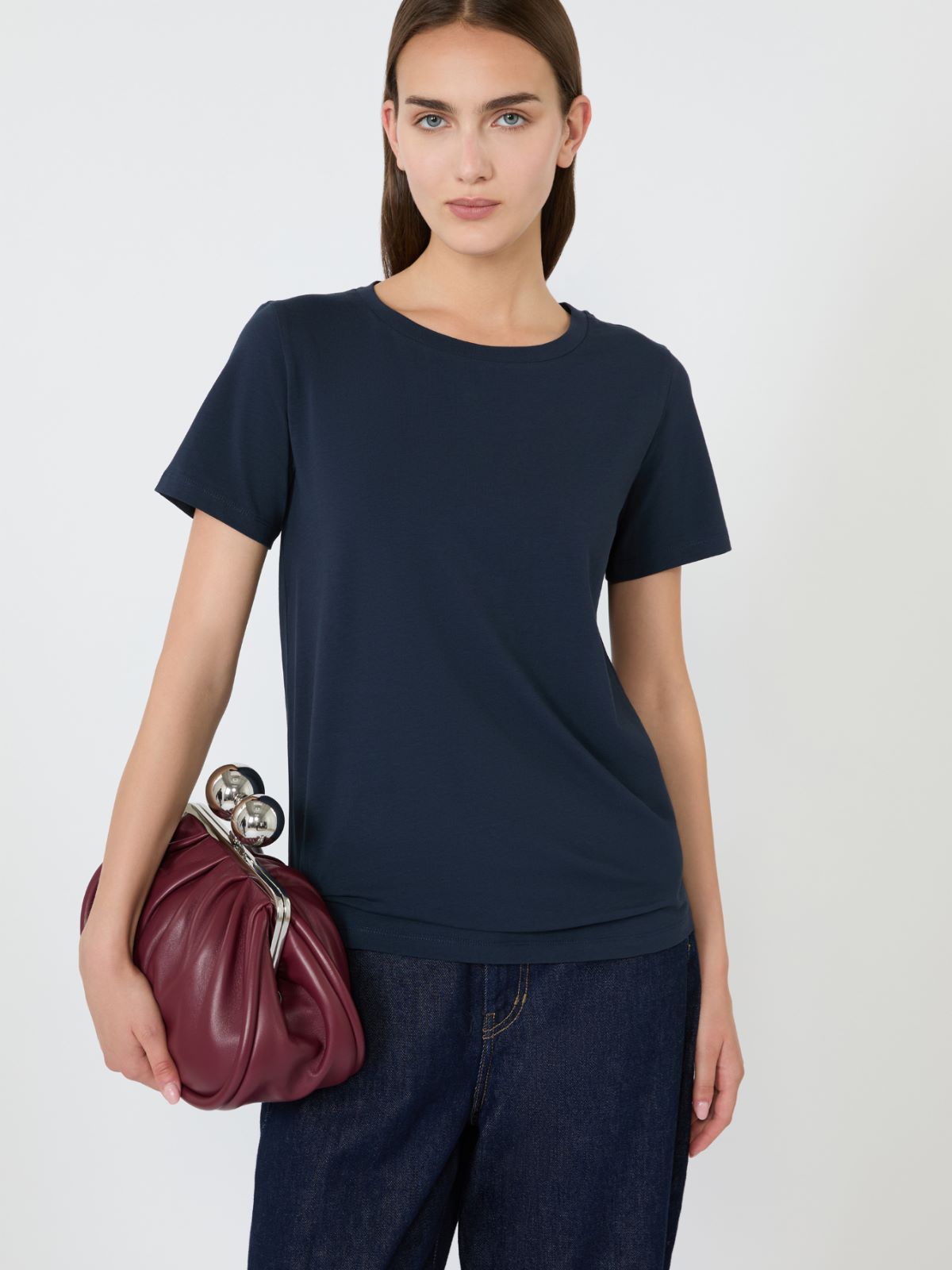 Stretch jersey basic T-shirt - NAVY - Weekend Max Mara - 4