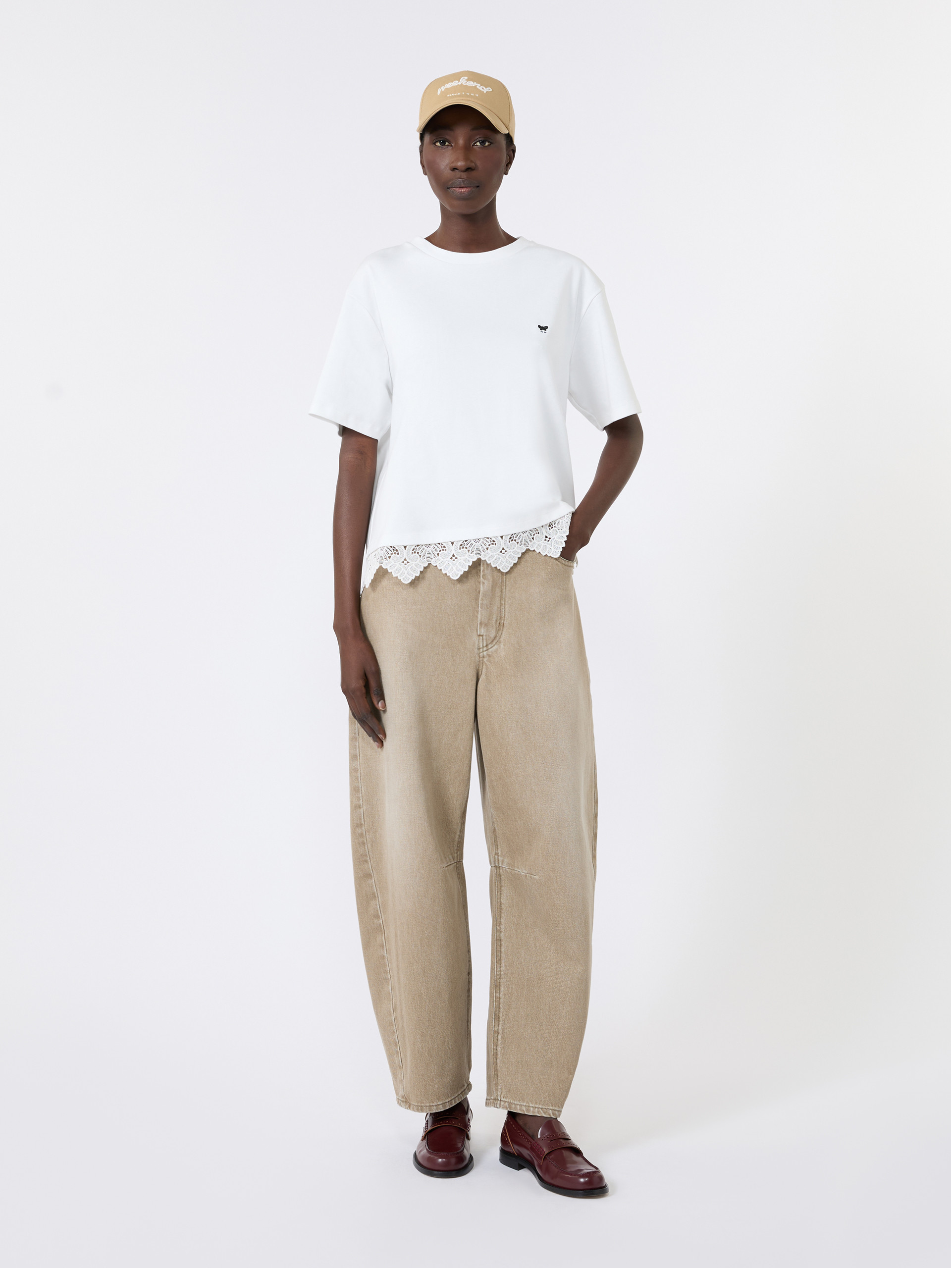 Boxy-fit cotton T-shirt, white | Weekend Max Mara